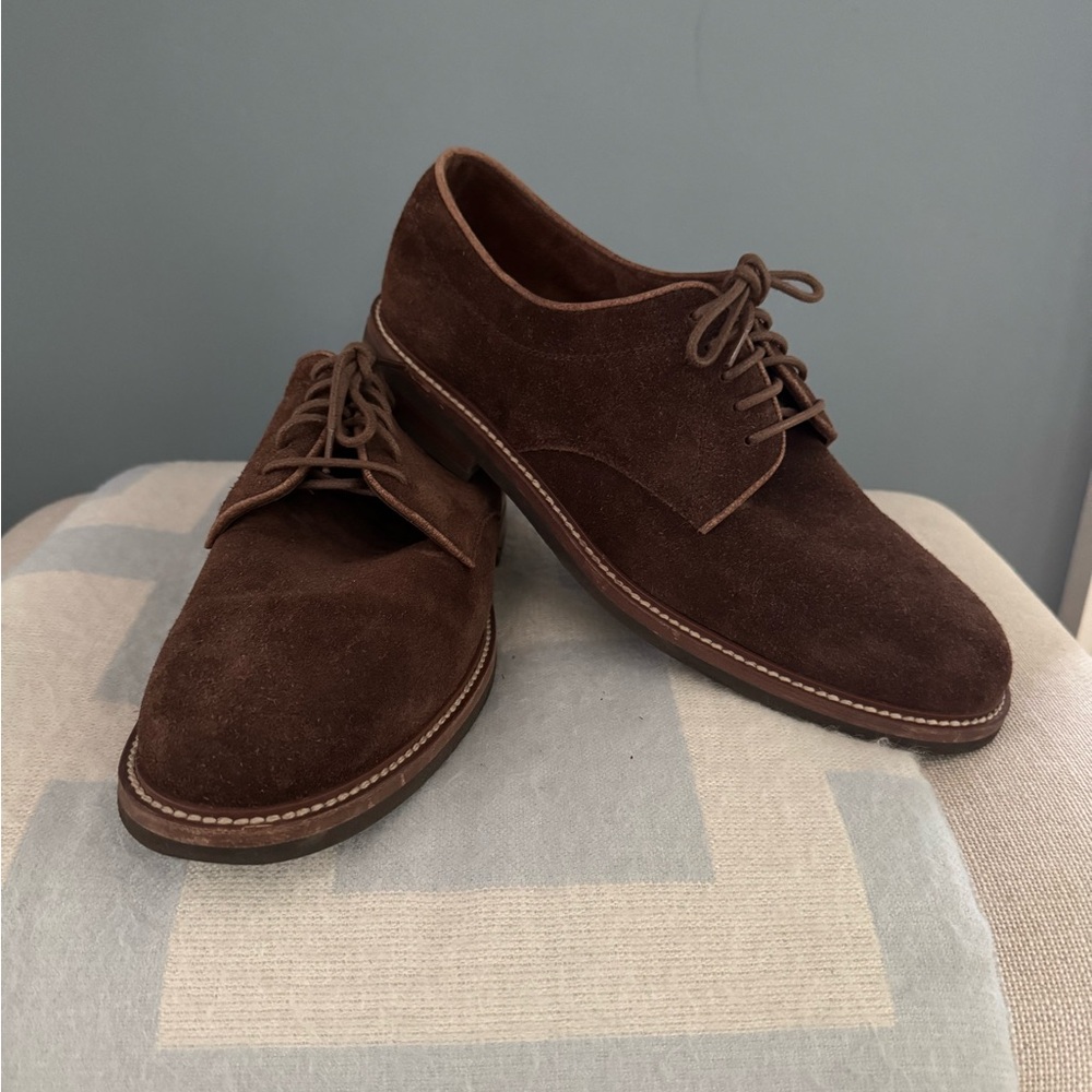 BRUNELLO CUCINELLI BROWN SUEDE DERBY SHOES, Size 44 (US 11)